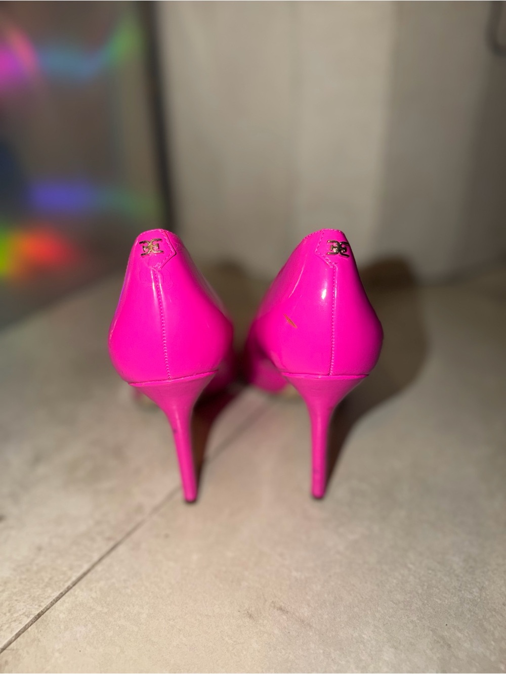 SAM EDELMAM Neon Pink Patent 4" High Heel Shoes Pointy Toe Pump US Ladies 8. - Picture 3 of 5